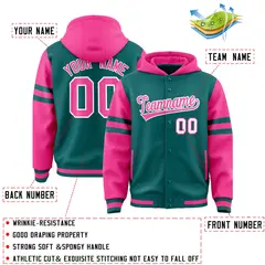 Aqua Pink Varsity Three Stripes Raglan Jacket Hoodie 4