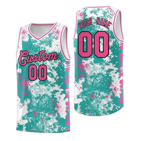 Aqua Pink Vice Burst Graffiti Basketball Jersey