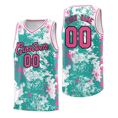 Aqua Pink Vice Burst Graffiti Basketball Jersey 1