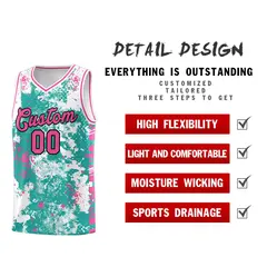 Aqua Pink Vice Burst Graffiti Basketball Jersey 2