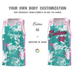 Aqua Pink Vice Burst Graffiti Basketball Jersey 3