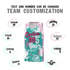 Aqua Pink Vice Burst Graffiti Basketball Jersey 4
