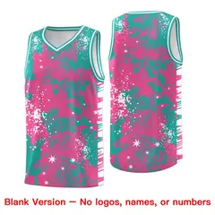 Aqua Pink Vice Burst Graffiti Pattern Basketball Jersey 6