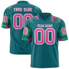 Aqua Pink-White Camo Authentic Football Jersey 1