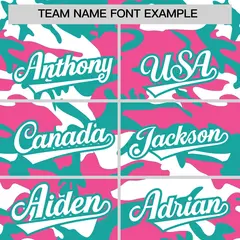 Aqua Pink White Camo Gradient Fashion Baseball Jersey 3