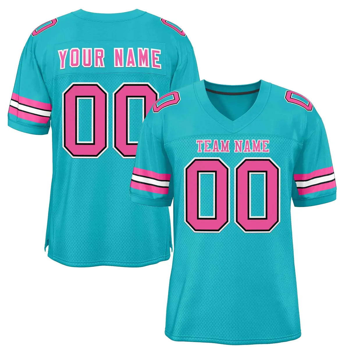 Aqua Pink-White Classic Style Football Jersey