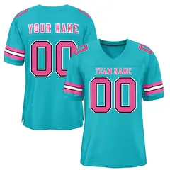 Aqua Pink-White Classic Style Football Jersey 1