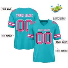 Aqua Pink-White Classic Style Football Jersey 2