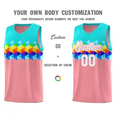 Aqua Pink-White Colorful Basketball Jersey Sets 2