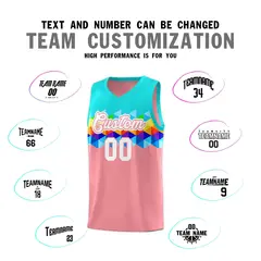 Aqua Pink-White Colorful Basketball Jersey Sets 3