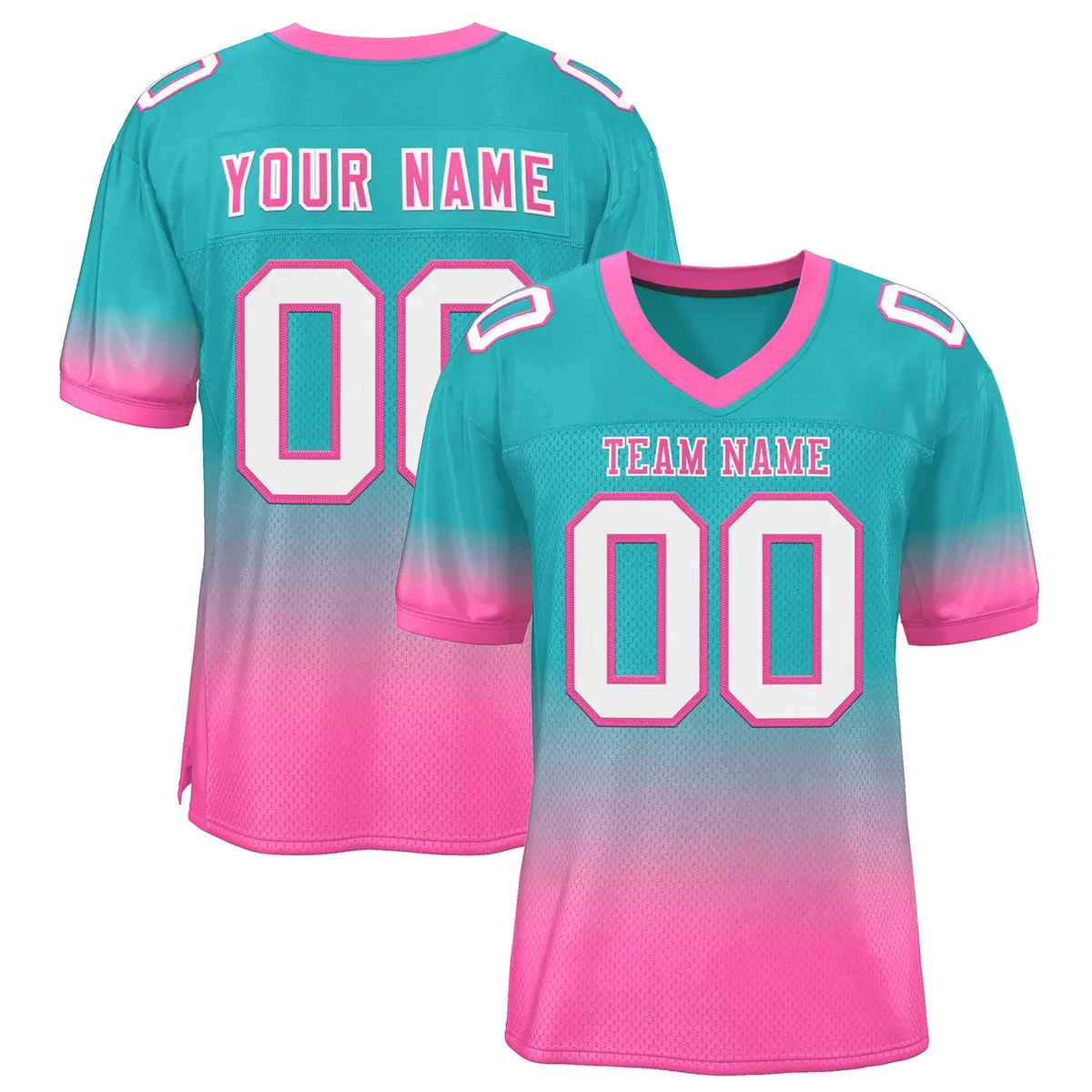 Aqua Pink-White Gradient Fashion Team Football Jersey