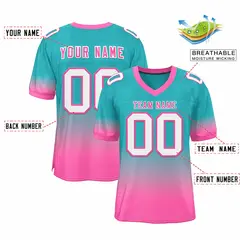 Aqua Pink-White Gradient Fashion Team Football Jersey 2