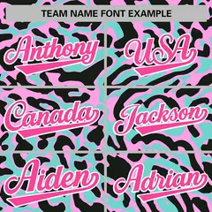 Aqua Pink-White Graffiti Pattern Full-Zip Letterman Bomber Jacket 5