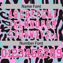 Aqua Pink-White Graffiti Pattern Full-Zip Letterman Bomber Jacket 6