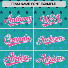 Aqua Pink White Raglan Star Print Baseball Jersey 3