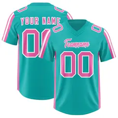 Aqua Pink White Side Stripe Authentic Football Jersey 1