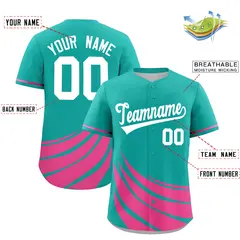 Aqua Pink Wind Mark Graffiti Baseball Jersey 2