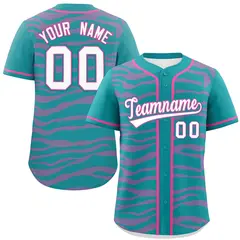 Aqua Pink Zebra Graffiti Authentic Baseball Jersey 1