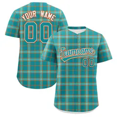 Aqua Plaid Authentic Baseball Jersey 1