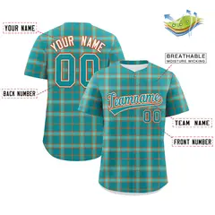 Aqua Plaid Authentic Baseball Jersey 2
