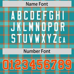 Aqua Plaid Pattern Authentic Football Jersey 4