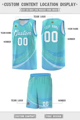 Aqua Powder Blue Galaxy Graffiti Pattern Basketball Jersey 2