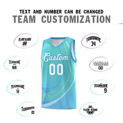 Aqua Powder Blue Galaxy Graffiti Pattern Basketball Jersey 3