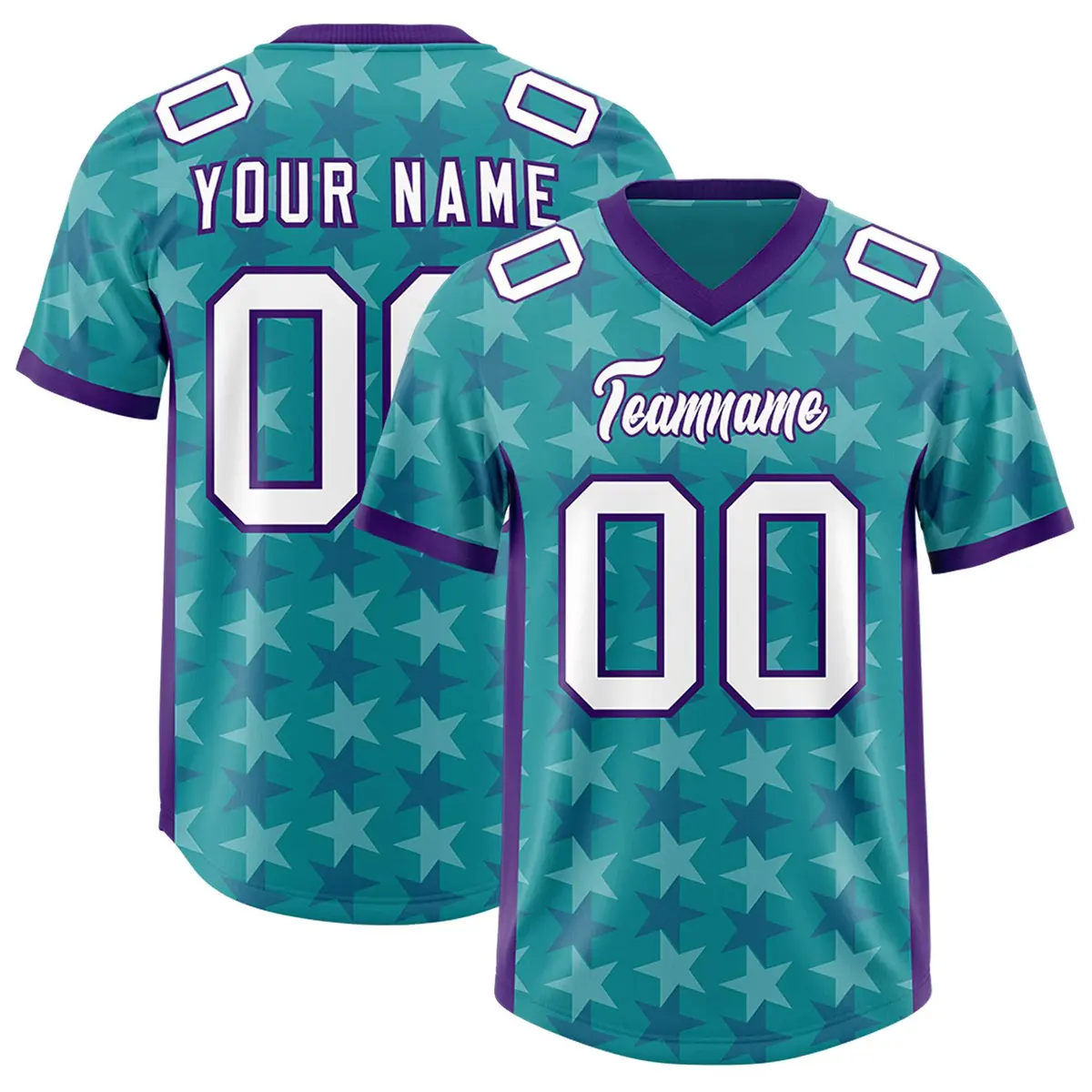 Aqua Purple All Star Graffiti Pattern Football Jersey