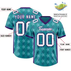Aqua Purple All Star Graffiti Pattern Football Jersey 2