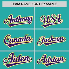 Aqua Purple and Gold Raglan Sleeves Baseball Jersey 3