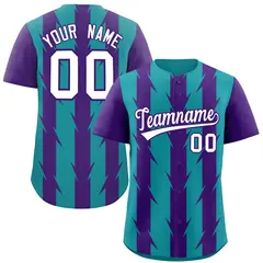 Aqua Purple Blade Pattern Raglan Baseball Jersey 1