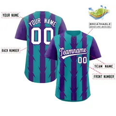 Aqua Purple Blade Pattern Raglan Baseball Jersey 2