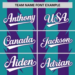 Aqua Purple Blade Pattern Raglan Baseball Jersey 3