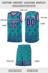 Aqua Purple Cashew Pattern Basketball Uniform Jersey 33