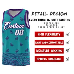 Aqua Purple Cashew Pattern Basketball Uniform Jersey 2