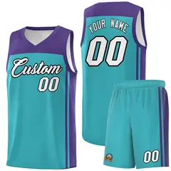Aqua Purple Classic Basketball Jersey Set