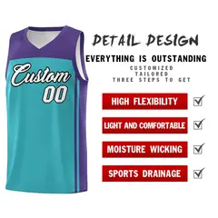 Aqua Purple Classic Basketball Jersey Set 2