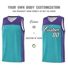 Aqua Purple Classic Basketball Jersey Set 3