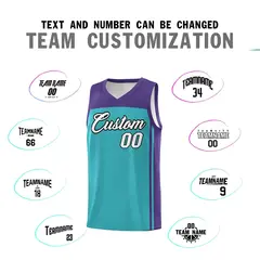 Aqua Purple Classic Basketball Jersey Set 4