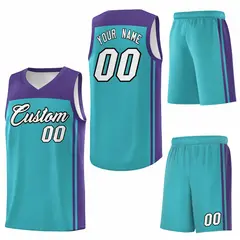 Aqua Purple Classic Basketball Jersey Set 6