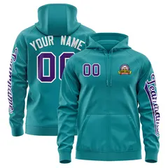 Aqua Purple Classic Full-Zip Varsity Letterman Jacket Hoodie 1