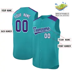 Aqua Purple Classic Sleeveless Baseball Jersey 2