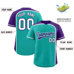Aqua Purple Color Block Authentic Baseball Jersey 2