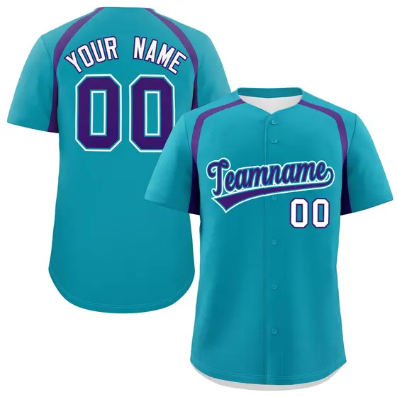 Aqua Purple Color Block Authentic Baseball Jersey