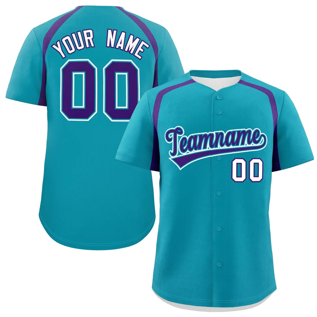 Aqua Purple Color Block Authentic Baseball Jersey
