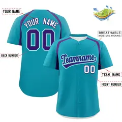 Aqua Purple Color Block Authentic Baseball Jersey 2