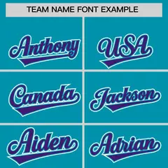 Aqua Purple Color Block Authentic Baseball Jersey 3