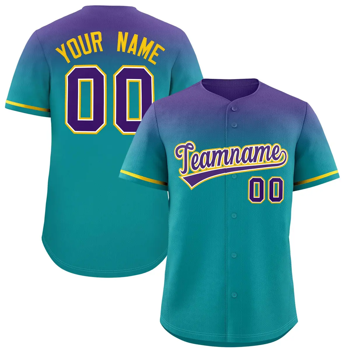 Aqua Purple Gradient Authentic Baseball Jersey