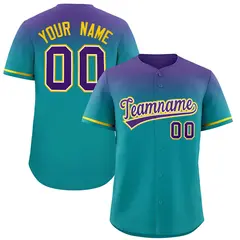 Aqua Purple Gradient Authentic Baseball Jersey 1