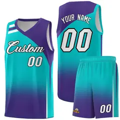 Aqua Purple Gradient Basketball Jersey 1